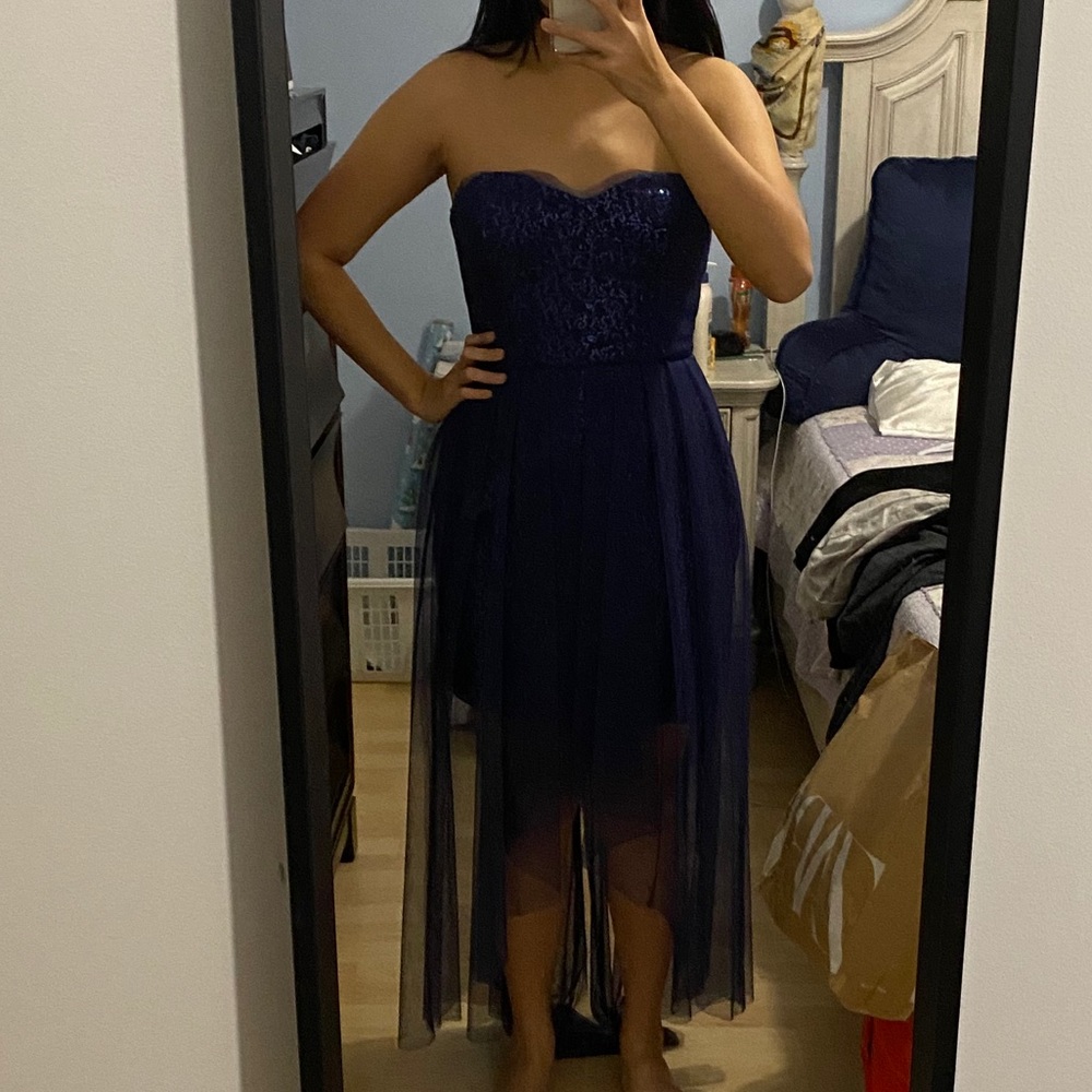 Max and Cleo Sequin Mesh High-Dress